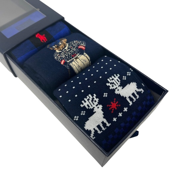 POLO RALPH LAUREN Mens Cortina Polo Bear 3-Pack Socks Set - Picture 1 of 14